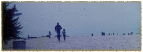 Dad and me running on beach